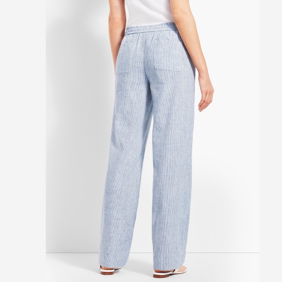 Talbots Linen Blend Striped Wide Leg Pants - Picture 3 of 11